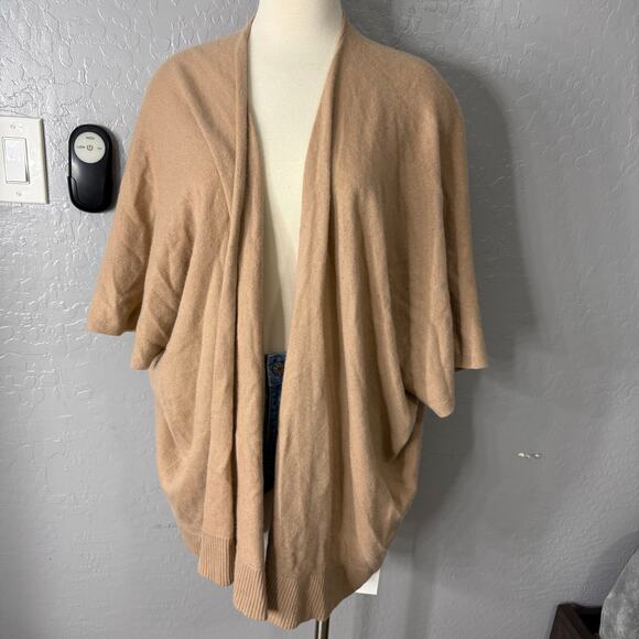 Neiman Marcus Cashmere Basic Open Cardigan, Camel - Picture 1 of 4